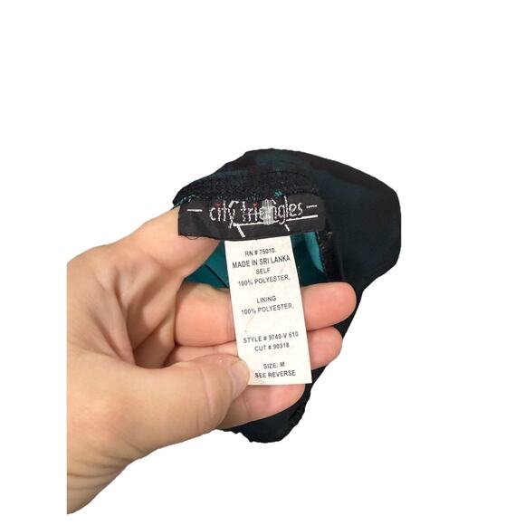 Vintage Y2K City Triangles Green Black High Low Halter Dress Whimsigoth Womens M - Picture 7 of 8